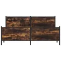 Cadre de lit en métal sans matelas chêne fumé 180x200 cm
