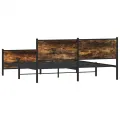 Cadre de lit en métal sans matelas chêne fumé 180x200 cm