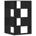 Bibliothèque d'angle à 4 niveaux noir bois d'ingénierie