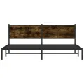 Cadre de lit en métal sans matelas chêne fumé 193x203 cm