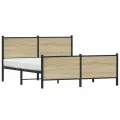 Cadre de lit en métal sans matelas chêne sonoma 140x190 cm
