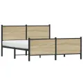 Cadre de lit en métal sans matelas chêne sonoma 140x190 cm