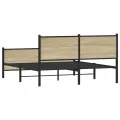 Cadre de lit en métal sans matelas chêne sonoma 140x190 cm