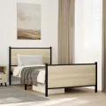 Cadre de lit en métal sans matelas chêne sonoma 100x200 cm