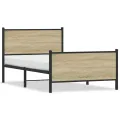 Cadre de lit en métal sans matelas chêne sonoma 100x200 cm