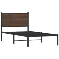 Cadre de lit en métal sans matelas chêne marron 75x190 cm