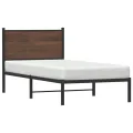 Cadre de lit en métal sans matelas chêne marron 75x190 cm