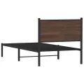 Cadre de lit en métal sans matelas chêne marron 75x190 cm