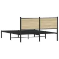 Cadre de lit en métal sans matelas chêne sonoma 137x190 cm