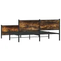 Cadre de lit en métal sans matelas chêne fumé 193x203 cm
