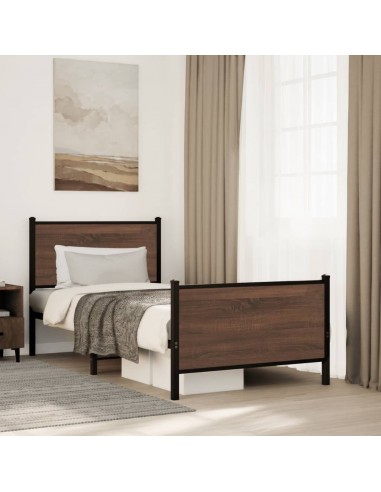 Cadre de lit en métal sans matelas chêne marron 80x200 cm