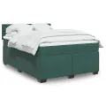 cadre de lit et matelas Vert foncé 140x200cm Velours