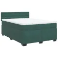 cadre de lit et matelas Vert foncé 140x200cm Velours