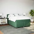 cadre de lit et matelas Vert foncé 140x200cm Velours