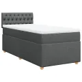 cadre de lit avec matelas Gris foncé 100x200cm Tissu