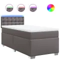 cadre de lit avec matelas Gris 90x200 cm Similicuir