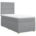 cadre de lit avec matelas Gris clair 90x200 cm Tissu