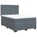 cadre de lit et matelas Gris foncé 140x200cm Velours