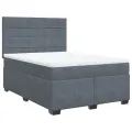 cadre de lit et matelas Gris foncé 140x200cm Velours