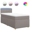 cadre de lit avec matelas Taupe 90x200 cm Tissu