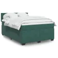 cadre de lit et matelas Vert foncé 160x200cm Velours