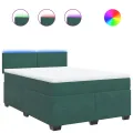 cadre de lit et matelas Vert foncé 160x200cm Velours
