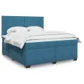 cadre de lit et matelas bleu 180x200 cm velours