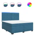 cadre de lit et matelas bleu 180x200 cm velours