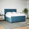 cadre de lit et matelas bleu 180x200 cm velours