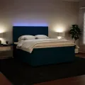 cadre de lit et matelas bleu 180x200 cm velours