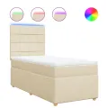 cadre de lit et matelas Crème 90x190 cm Tissu