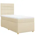 cadre de lit et matelas Crème 90x190 cm Tissu