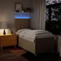 cadre de lit et matelas Crème 90x190 cm Tissu