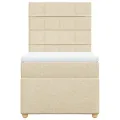 cadre de lit et matelas Crème 90x190 cm Tissu