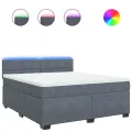 cadre de lit et matelas Gris foncé 180x200cm Velours