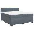 cadre de lit et matelas Gris foncé 180x200cm Velours