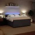 cadre de lit et matelas Gris foncé 180x200cm Velours