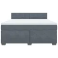 cadre de lit et matelas Gris foncé 180x200cm Velours