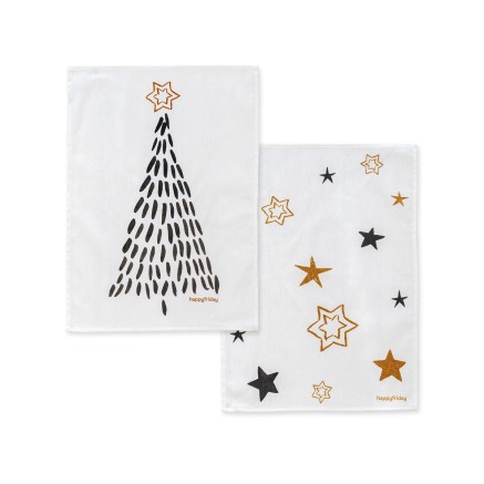 Tissu de cuisine HappyFriday Xmas Gold Multicouleur 70 x 50 cm (2 Unit