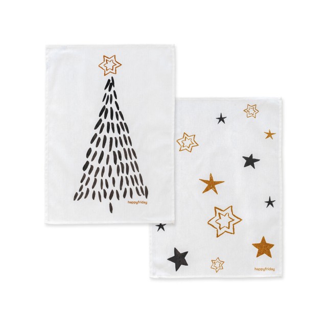 Panno da Cucina HappyFriday Xmas Gold Multicolore 70 x 50 cm (2 Unità