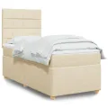 cadre de lit et matelas Crème 90x190 cm Tissu