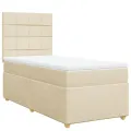 cadre de lit et matelas Crème 90x190 cm Tissu