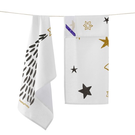 Paño de Cocina HappyFriday Xmas Gold Multicolor 70 x 50 cm (2 Unidade