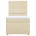 cadre de lit et matelas Crème 90x190 cm Tissu