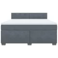 cadre de lit et matelas Gris foncé 180x200cm Velours