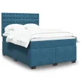 cadre de lit et matelas bleu 140x200 cm velours