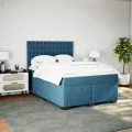 cadre de lit et matelas bleu 140x200 cm velours