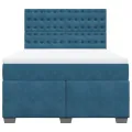cadre de lit et matelas bleu 140x200 cm velours