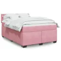 cadre de lit et matelas rose foncé 140x200cm velours