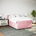 cadre de lit et matelas rose foncé 140x200cm velours